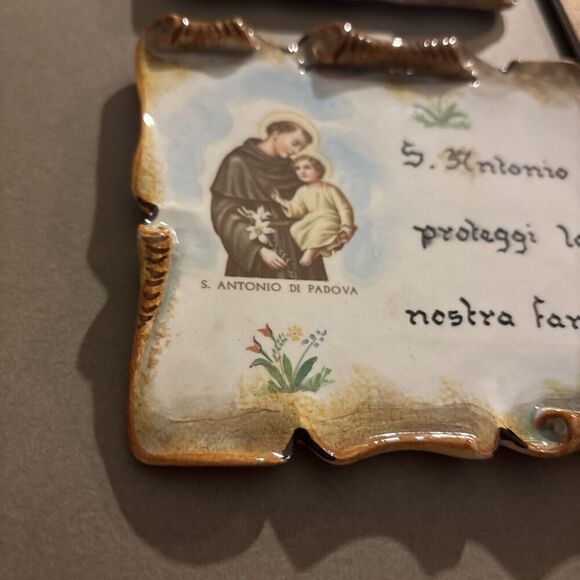 2 Vintage Plaques Made in Italy: San Antonio di Padova + Italian Wine Proverb - Picture 3 of 6